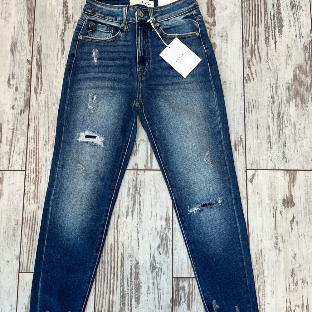 KanCan High Rise Distressed Ankle Skinny Jeans Frayed Hem Medium Wash NWT - Picture 16 of 16